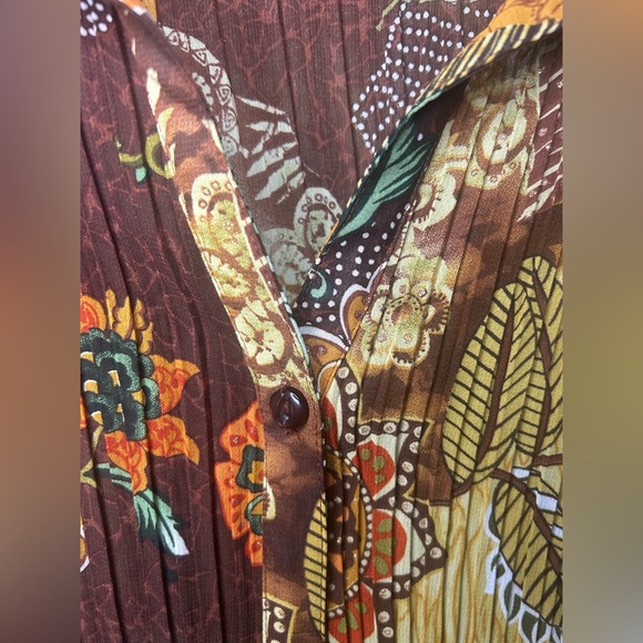 Studio 1940 Women's Tropical Button Down Shirt - Brown and Orange - Picture 3 of 6